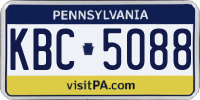 PA license plate KBC5088