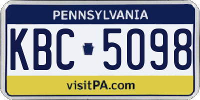 PA license plate KBC5098