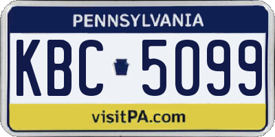 PA license plate KBC5099