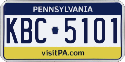 PA license plate KBC5101