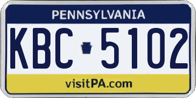 PA license plate KBC5102