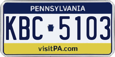 PA license plate KBC5103
