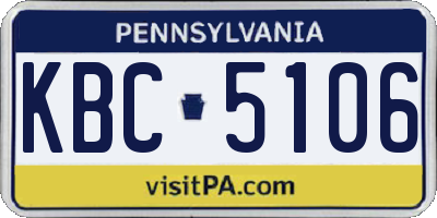 PA license plate KBC5106
