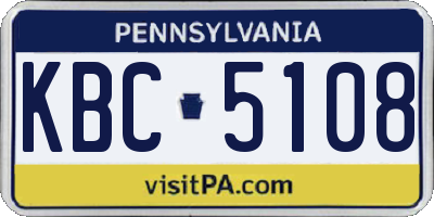 PA license plate KBC5108