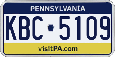 PA license plate KBC5109