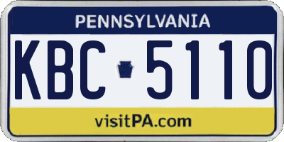 PA license plate KBC5110