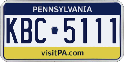 PA license plate KBC5111