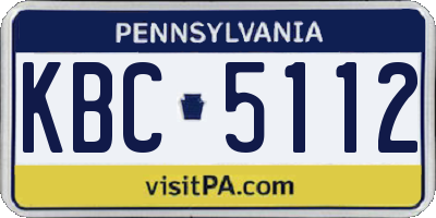 PA license plate KBC5112