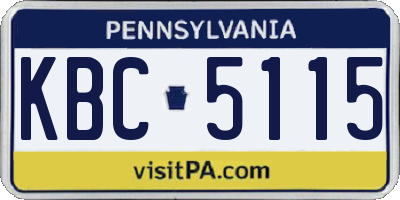 PA license plate KBC5115