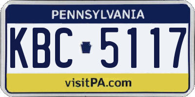 PA license plate KBC5117