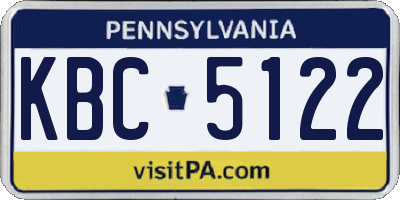 PA license plate KBC5122