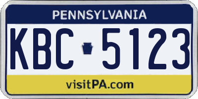 PA license plate KBC5123