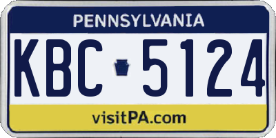 PA license plate KBC5124