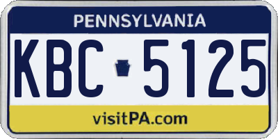 PA license plate KBC5125