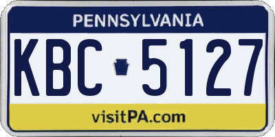 PA license plate KBC5127
