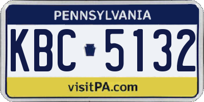 PA license plate KBC5132