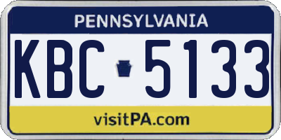 PA license plate KBC5133