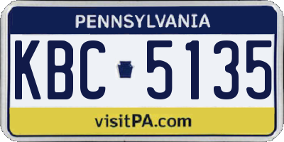 PA license plate KBC5135