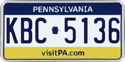 PA license plate KBC5136