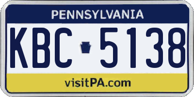 PA license plate KBC5138