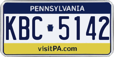 PA license plate KBC5142
