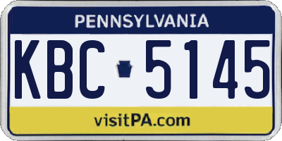 PA license plate KBC5145