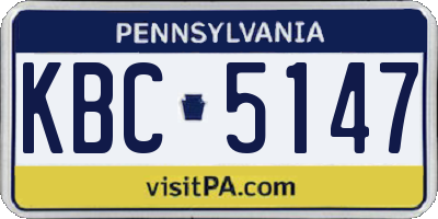 PA license plate KBC5147