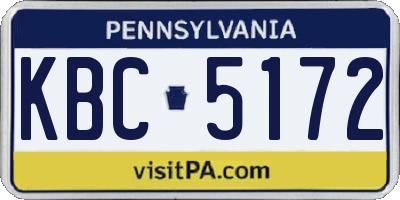 PA license plate KBC5172
