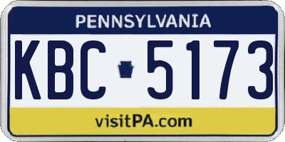 PA license plate KBC5173