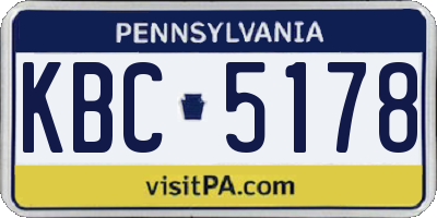 PA license plate KBC5178