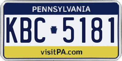 PA license plate KBC5181