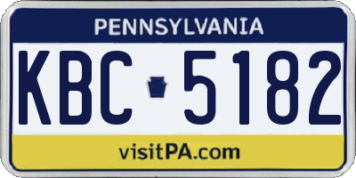 PA license plate KBC5182