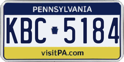 PA license plate KBC5184