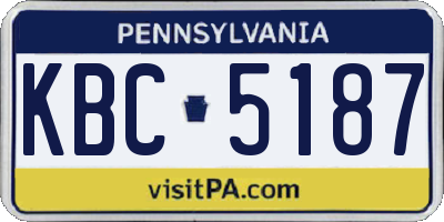 PA license plate KBC5187
