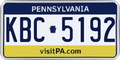 PA license plate KBC5192