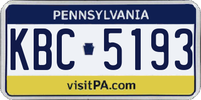 PA license plate KBC5193
