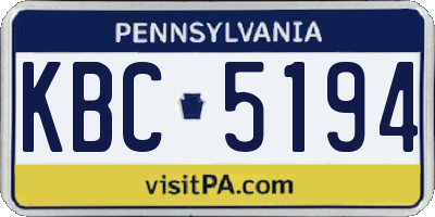 PA license plate KBC5194
