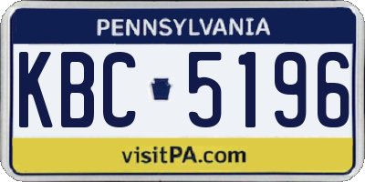 PA license plate KBC5196