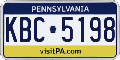 PA license plate KBC5198