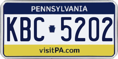 PA license plate KBC5202
