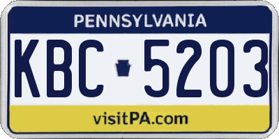 PA license plate KBC5203