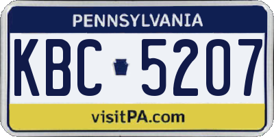 PA license plate KBC5207