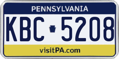 PA license plate KBC5208