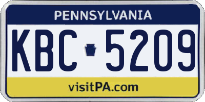 PA license plate KBC5209