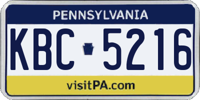 PA license plate KBC5216