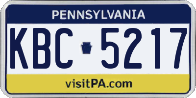 PA license plate KBC5217