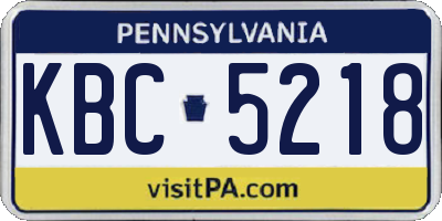PA license plate KBC5218