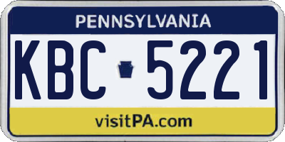 PA license plate KBC5221