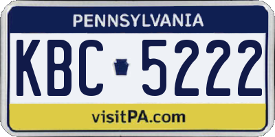 PA license plate KBC5222