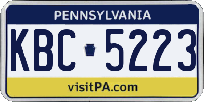 PA license plate KBC5223
